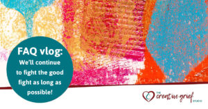 abstract art background with studio logo in fore and words that read faq vlog: we'll continue to fight the good fight as long as possible